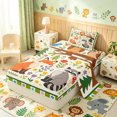 thumbnail image 1 of Manfei Cartoon Fox Owl Twin Sheets, Kawaii Animals Bedding, Cream Green, 3pcs, 1 Flat Sheet, 1 Fitted Sheet and 1 Pillowcase, 1 of 6