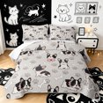 thumbnail image 1 of Manfei Cartoon French Bulldog Twin Quilt Set, Cute Dog Paw Twin Coverlet Set, Light Gray, 2 Pieces, 1 Bedspread and 1 Pillowcase, 1 of 7
