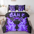 thumbnail image 1 of Manfei Cartoon Game Console Bedding Comforter Set 7pcs for Boys, Black Purple Gamepad Queen Bedding Sets, Cartoon Snowflake Reversible Queen Sheet Sets, Ultra Soft Home Decor, 1 of 7
