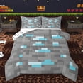 thumbnail image 1 of Homewish Cartoon Game Player Full Size Comforter Sets for Boys, Grey Blue Pixelate Miner Bedding Comforter Set, Checkered Plaid Reversible Bedding Sets, Ultra Soft Bedroom Decor, 3pcs, 1 of 8