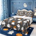 thumbnail image 1 of Manfei Cartoon Ghost Halloween Bed Sheets,Bat Silhouette Full Size Sheets,4 Pieces,1 Flat Sheet,1 Fitted Sheet and 2 Pillowcases, 1 of 6