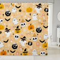 thumbnail image 1 of Manfei Cartoon Ghost Pattern Shower Curtain 72Wx78L,Halloween Pumpkin Lantern Bath Curtain, 1 of 5