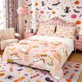 thumbnail image 1 of Manfei Cartoon Ghost Pumpkin Bed Sheets 4-Piece, Happy Halloween Flying Bats Full Size Sheets, Light Pink White,1 Fitted Sheet, 1 Flat Sheet and 2 Pillowcases, 1 of 5