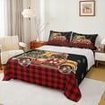 thumbnail image 1 of Manfei Cartoon Gingerbread Man Full Sheet Set,Merry Xmas Red Berry Black Plaid,Luxury Decor For Girls,4-Piece, 1 of 7