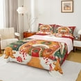 thumbnail image 1 of Manfei Cartoon Gingerbread Man Twin Sheet Sets,Xmas Gingerbread House Twin Fitted Sheet,Merry Christmas Candy Cane Flat Sheet For Girl Kids,Breathable Home Decor,3 Pieces, 1 of 7