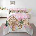 thumbnail image 1 of Manfei Cartoon Gingerdread House Full Size Comforter Sets,Happy New Year Bedding Comforter Set,Lovely Snowman Gingerbread Man Bedding Sets For Kids,Microfiber Bedroom Decor Reversible,3pcs, 1 of 8