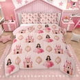 thumbnail image 1 of Manfei Cartoon Girls Full Size Comforter Sets,Pink Princess Castle Bedding Comforter Set,Fairy Tale Theme Bedding Sets For Kids,Microfiber Bedroom Decor Reversible,3 Pieces, 1 of 9