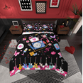 thumbnail image 1 of Manfei Cartoon Girls Music Queen Comforter Set,Musical Instruments Guitar Bedding Sets,Microphone Headphone Record Bedding Comforter Set For Kids Girl,Breathable Home Decor Reversible,3-Piece, 1 of 8