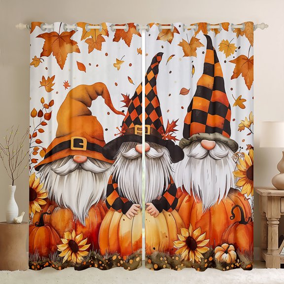 Manfei Cartoon Gnome Curtains Pack of 2 (42x84 Each),Rustic Farmhouse Cabin Curtains Blackout,Autumn Fall Pumpkin SunflowerBedroom Curtains For Girl Boys,Microfiber Bedroom Decor
