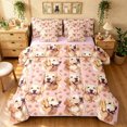 thumbnail image 1 of Manfei Cartoon Golden Retriever King Bedding, Paw Bone King Bed in a Bag, Pink Cream, Pink Reversible, 7pcs, 1 of 6