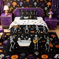 thumbnail image 1 of Manfei Cartoon Gothic Skeleton Twin Comforter Sets 2pcs, Halloween Pumpkin Bedding Set, Black White Orange,Reversible,1 Comforter and 1 Pillowcase, 1 of 6