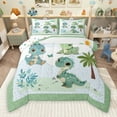 thumbnail image 1 of Manfei Cartoon Green Dinosaur Bedding Comforter Set, Leaf Plant Botanical Twin Comforter Sets, Teens Kids Boys Girls Reversible Bedding Set, Breathable Home Decor, 2 Pieces, 1 of 9