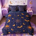 thumbnail image 1 of Manfei Cartoon Halloween 7-Piece Twin Bedding,Colorful Fall Leaf Pattern Bedding Comforter Set,Navy Blue Reversible, 1 of 7