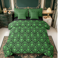 thumbnail image 1 of Manfei Cartoon Halloween 7-Piece Twin Bedding,Sugar Skull Print Bedding Comforter Set,Black Reversible, 1 of 7