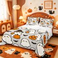 thumbnail image 1 of Manfei Cartoon Halloween Bed Sheets,Spooky Ghost Bat Full Size Sheets,4pcs,1 Flat Sheet,1 Fitted Sheet and 2 Pillowcases, 1 of 6