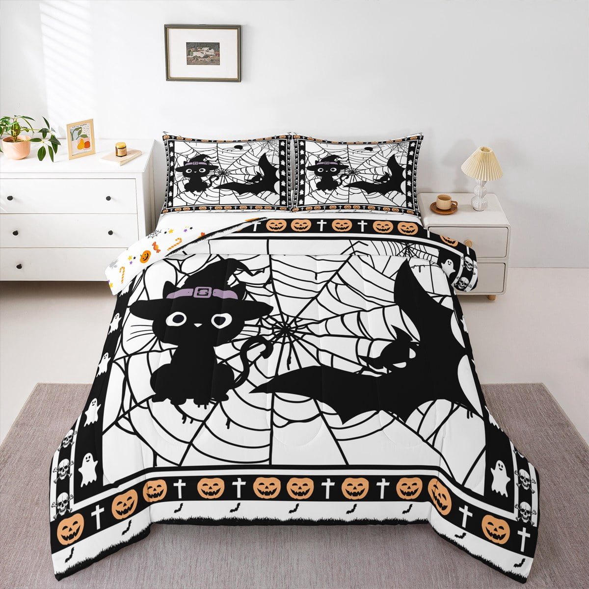 Spider Web Geometric Abstract Comforter Set – Full Size, Multi 08, 3-Piece Polyester Microfiber