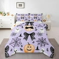 thumbnail image 1 of Manfei Cartoon Halloween Ghost Full Size Comforter Sets,Trick Or Treat Bedding Comforter Set,Black Bow Spider Webs Bedding Sets For Teens ,Microfiber Bedroom Decor Reversible,3 Pieces, 1 of 7