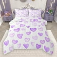 thumbnail image 1 of Manfei Cartoon Heart Pattern Full Size Comforter Sets,Girl Cute Loves Bedding Comforter Set,Purple White Bedding Sets For Girls Teens,Microfiber Bedroom Decor Reversible,3 Pieces, 1 of 9
