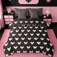 thumbnail image 1 of Manfei Cartoon Heart Print 7 Pieces Bedding Comforter Set,Cute Graffiti Loves Full Bedding Set,Brown White Fitted Sheet Flat Sheet For Girls,Super Cozy Room Decor Reversible, 1 of 8