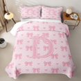 thumbnail image 1 of Manfei Cartoon Heart Print Bed Spread Queen For Kids,Letter D Personalized Initial Girls Queen Coverlet Set,3-Piece, 1 of 7