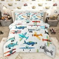 thumbnail image 1 of Homewish Cartoon Helicopter Boys Queen Comforter Set, Aircraft Airplane Lover Bedding Sets, Cute Plane Vehicle Reversible Bedding Comforter Set, Microfiber Bedroom Decor, 3-Piece, 1 of 8
