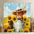 thumbnail image 1 of Manfei Cartoon Highland Bull Curtains Pack of 2 (42x84 Each), Orange Sunflower Curtains Blackout, Cowboy Boots Living Room Curtains, Luxury Bedroom Decor, 1 of 6
