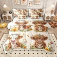 thumbnail image 1 of Manfei Cartoon Highland Cow 7-Piece Bedding Comforter Set, Groovy Daisy Flower King Bedding Sets, Teens Kids Boys Girls Reversible Bed Sheets, Lightweight Room Decor, 1 of 8