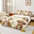 thumbnail image 1 of Manfei Cartoon Highland Cow Bed Sheets, Groovy Daisy Flower King Sheets, Teens Kids Boys Girls Sheet Set, Lightweight Room Decor, 4-Piece, 1 of 7
