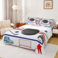 thumbnail image 1 of Manfei Cartoon Hockey Queen Sheet Sets 4 Pieces, Ice Hockey Rink Helmet Flat Sheet, Sport Queen Fitted Sheet, Microfiber Bedroom Decor, 1 of 7