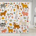 thumbnail image 1 of Manfei Cartoon Horse Cow Pig Shower Curtain 72Wx72L,Cute Flowers Animal Bathroom Curtain,White Yellow, 1 of 6