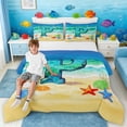 thumbnail image 1 of Manfei Cartoon Initial P Beach Seashell Starfish Queen Comforter Set for Kids Boys and Girls, Nautical Alphabet Print Bedding Comforter Set, Stars Reversible 3-Piece, 1 Comforter and 2 Pillowcases, 1 of 6