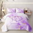 thumbnail image 1 of Manfei Cartoon Initial P Bed Spread Queen,Marble Pattern Queen Coverlet Set,Purple,3pcs, 1 of 7