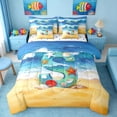 thumbnail image 1 of Manfei Cartoon Initial S Beach Seashell Starfish Bedding Comforter Set for Kids Boys and Girls, Nautical Alphabet Print Queen Bedding Sets, Stars Reversible 7-Piece, 1 of 6