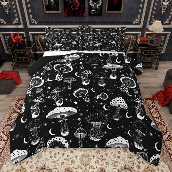 Manfei Cartoon Jungle Mushroom Queen 3-Piece Comforter Set