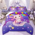 thumbnail image 1 of Manfei Cartoon Kawaii Axolotl Bedding Comforter Set,Purple Glitter Print Twin Comforter Sets,Galaxy Stars Fantasy Bedding Set For Girls Teens,Ultra Soft Home Decor Reversible,2pcs, 1 of 8