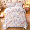 thumbnail image 1 of Manfei Cartoon Kitten Quilt King, Watercolor Spring Butterfly Flower King Coverlet Set, Light, 3 Pieces, 1 Bedspread and 2 Pillowcases, 1 of 7