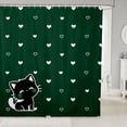thumbnail image 1 of Manfei Cartoon Kitten Shower Curtain 72Wx78L, Kawaii Cat Animal Bath Curtain, Dark Green, 1 of 5