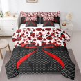 thumbnail image 1 of Manfei Cartoon Ladybird 7 Pieces Bedding Comforter Set,Kawaii Bow Full Bedding Set Lightweight,Polka Dots Fitted Sheet Flat Sheet,Ultra Soft Kids Bedroom Decor,Reversible, 1 of 7