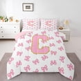 thumbnail image 1 of Manfei Cartoon Letter C Full Size Comforter Sets,Cute Coquette Bowtie Bedding Comforter Set,Pink,Pink Reversible,3pcs,1 Comforter and 2 Pillowcases, 1 of 7