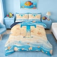 thumbnail image 1 of Manfei Cartoon Letter T Beach Seashell Starfish Full Size Comforter Sets for Kids Boys and Girls, Nautical Alphabet Print Bedding Sets, Navy Reversible 3 Pieces, 1 Comforter and 2 Pillowcases, 1 of 6