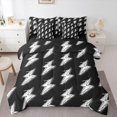 thumbnail image 1 of Manfei Cartoon Lightning Boys Twin Bedding Sets 7-Piece, Black White Bedding Comforter Set, Stripes Geometric Reversible Sheet Sets, Super Cozy Room Decor, 1 of 4