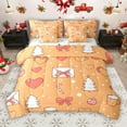 thumbnail image 1 of Manfei Cartoon Love Heart 7-Piece Twin Bedding Sets, Princess Bowknot Bedding Comforter Set, Orange Christmas Theme Reversible Sheet Sets, Luxury Bedroom Decor, 1 of 8