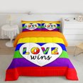 thumbnail image 1 of Manfei Cartoon Love Heart Bedding Comforter Set for Teen, Colorful Rainbow Twin Comforter Sets, Stripes Geometric Bedding Set, Microfiber Bedroom Decor, 2 Pieces, 1 of 8