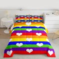 thumbnail image 1 of Manfei Cartoon Love Heart Full Size Comforter Sets, Colorful Stripes Bedding Comforter Set, Teens Boys Girls Kids Bedding Sets, Breathable Home Decor, 3pcs, 1 of 8