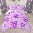 thumbnail image 1 of Manfei Cartoon Love Heart Full Size Comforter Sets for Teen, Dreamy Purple Stars Bedding Comforter Set, Buffalo Plaid Reversible Bedding Sets, Luxury Bedroom Decor, 3-Piece, 1 of 9
