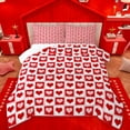 thumbnail image 1 of Manfei Cartoon Loves Bedding Comforter Set,Geometric Plaid Grid Twin Comforter Sets,Red White Bedding Set For Girls Kids,Ultra Soft Home Decor Reversible,2pcs, 1 of 8