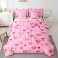 thumbnail image 1 of Manfei Cartoon Loves Pattern 7-Piece Bedding Comforter Set,Girl Heart Print King Bedding Sets,Dreamy Pink Bed Sheets For Kids,Microfiber Bedroom Decor Reversible, 1 of 8