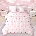 thumbnail image 1 of Manfei Cartoon Loves Pattern 7-Piece Twin Bedding Sets,Modern Geometric Stripe Bedding Comforter Set,Pink Red Sheet Sets For Girls Boys,Luxury Bedroom Decor Reversible, 1 of 8