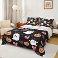 thumbnail image 1 of Manfei Cartoon Magic Ghost Twin Sheet Sets, Halloween Orange Pumpkin Twin Fitted Sheet, Princess Ribbon Flat Sheet, Ultra Soft Home Decor, 3pcs, 1 of 7
