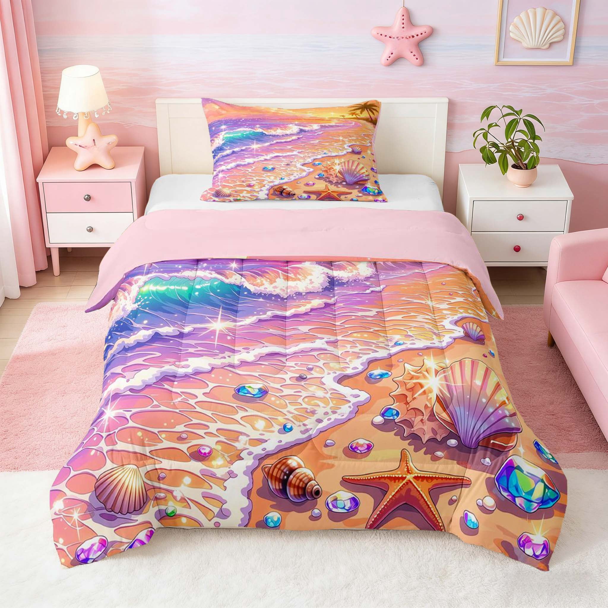 Sea Shell Comforters Manfei Cartoon Magical Beach Seashell Starfish Twin Comforter Sets for ...